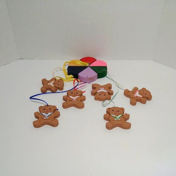 Adorable Colorful Painted Wooden Bear Mobile - Picture 8 of 14
